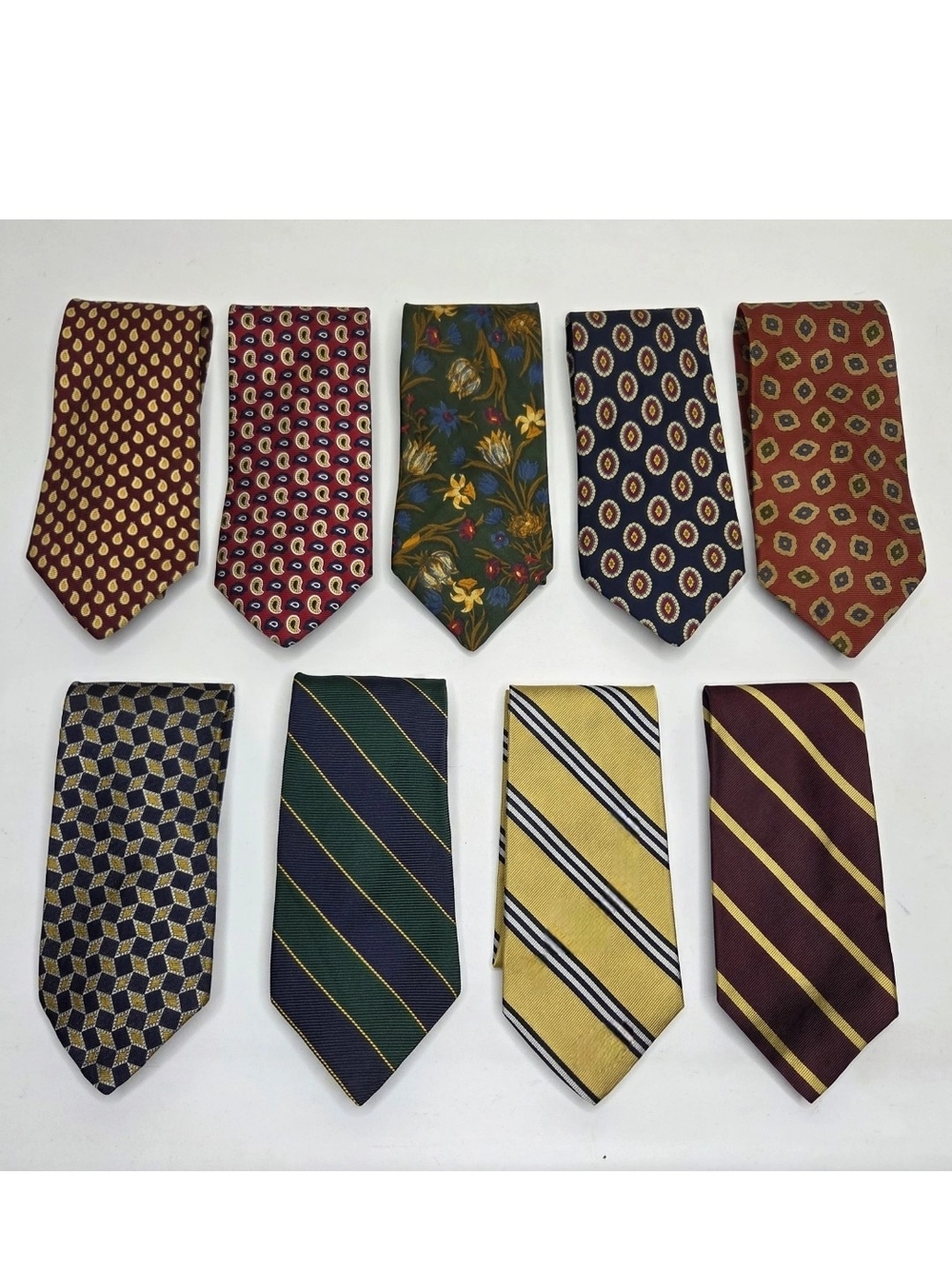 Brooks Brothers Makers 9 Silk Neck Tie Stripe Geometric Preppy Floral Paisley US